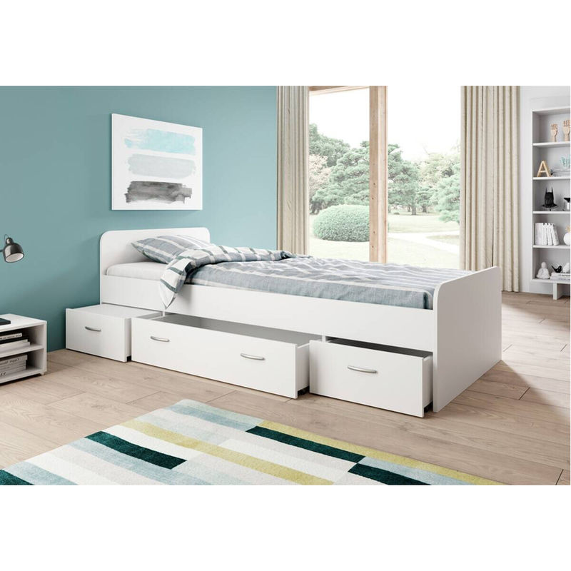 Boro Jugendbett in Weiß mit Schubladen für Kinder, Liegefläche B/L: 90 x 200 cm - Bild 2