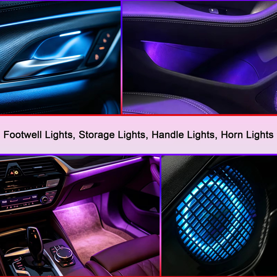 FILIPLI Neon-LED Auto-Ambientebeleuchtung RGB Multicolour für Fußraum, Staufach und Griff - Bild 2