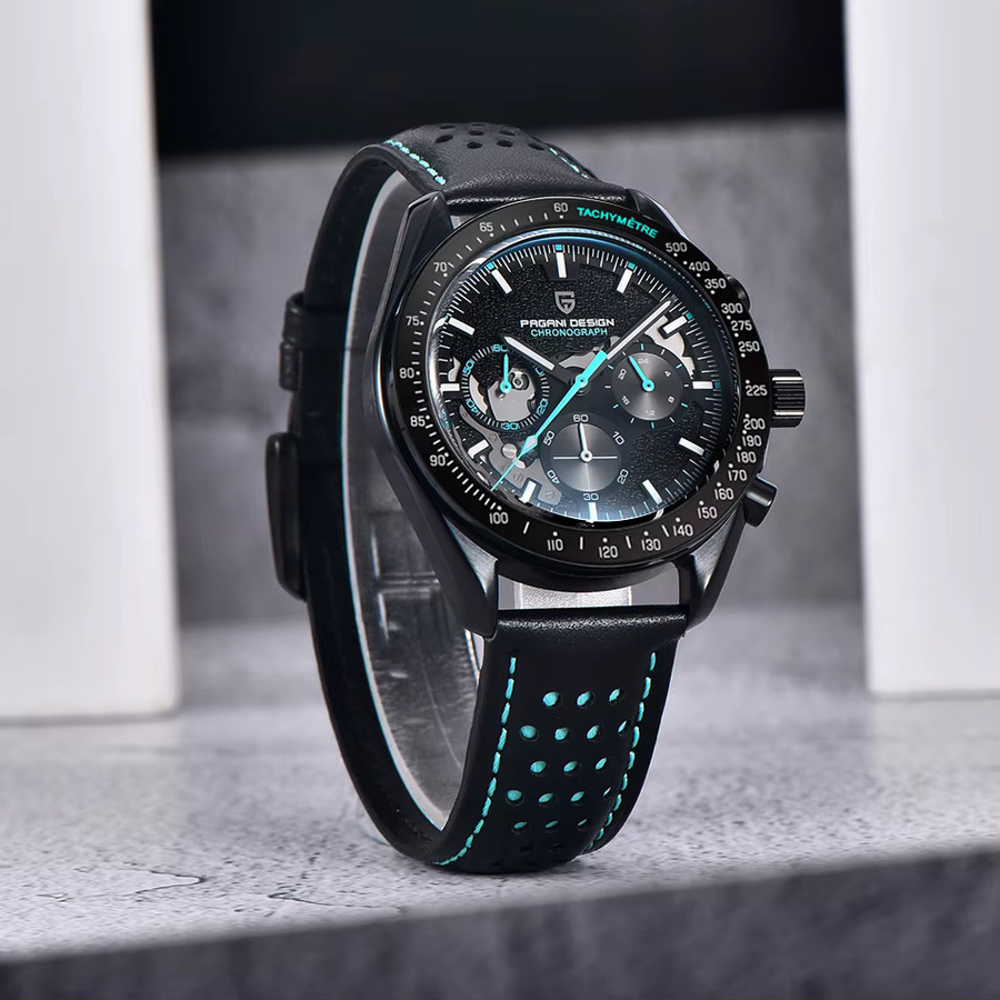 PAGANI DESIGN Chronograph, Quarz, Edelstahl, Saphirglas, Herren, Schwarz - Bild 4