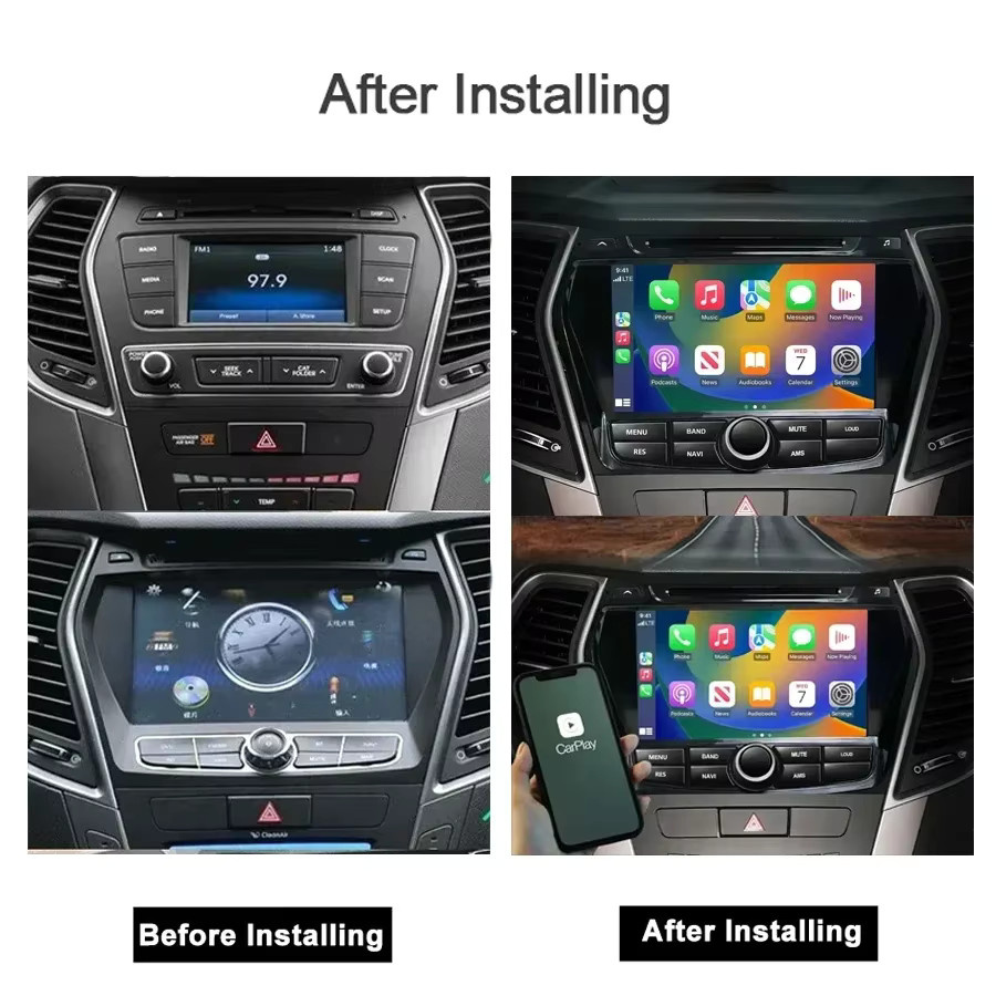 Android 13 Autoradio mit 8 Zoll Display für Hyundai ix45 Santa Fe 2013-2015, 4GB RAM, 256GB Speicher, Navigation, WLAN, Bluetooth, GPS und Radio in Schwarz - Bild 3