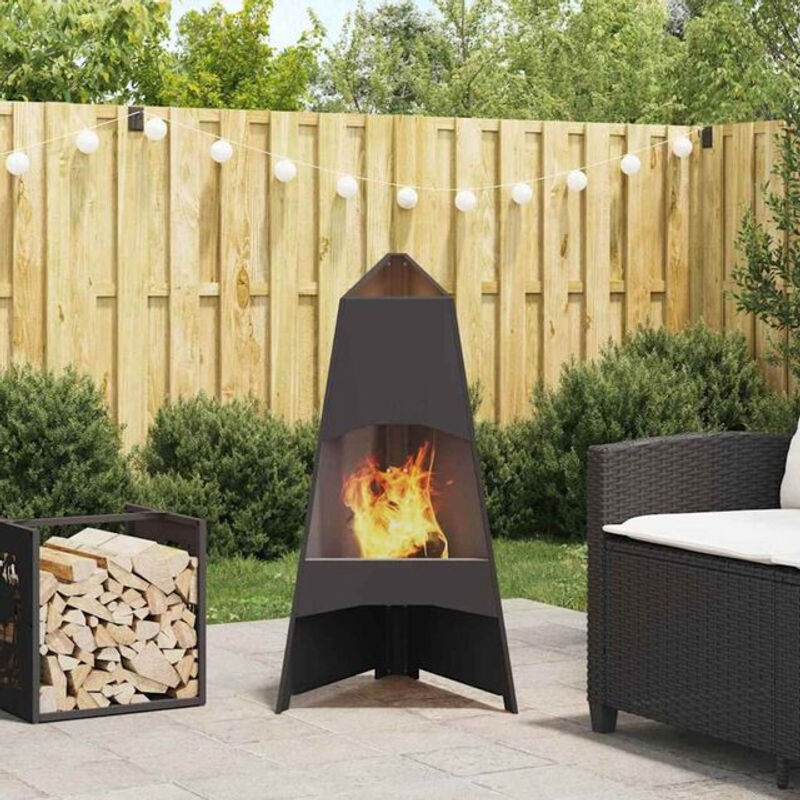 Feuerstelle Pyramide von vidaXL aus Stahl in Schwarz, B/T/H: 50 x 45 x 95 cm - Bild 1