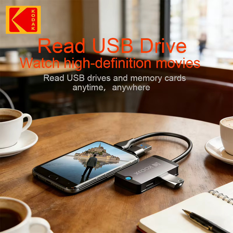 Kodak T320 Fünf-in-Eins Multifunktions-Kartenleser und USB-Hub mit USB 3.0, USB 2.0 sowie USB-C und SD/TF-Kartenleser - Bild 3