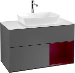 V&B Waschtischunterschrank Finion 100 mit Wandbeleuchtung in Weiß und Anthrazit - Bild 1