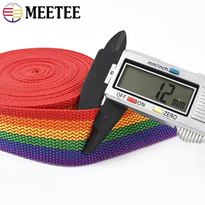 Meetee Regenbogen Gurtband aus Nylon und PP Geflecht in Mehrfarbig für Taschen, Gürtel und Haustierbänder - Bild 3