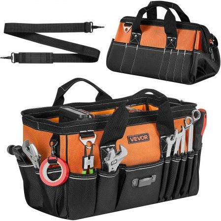 VEVOR Werkzeugtasche aus Polyester in Orange mit 33 Fächern, B/H/T: 40,0 x 23,0 x 22,7 cm - Bild 1