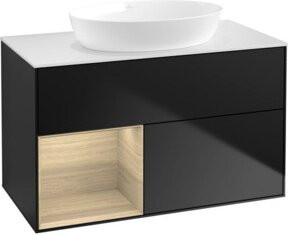 V&B Waschtischunterschrank Finion 100 in Weiß lackiert mit offener Ablagefläche - Bild 1