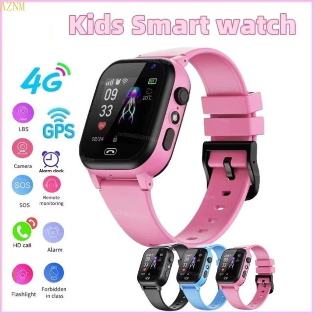 Kinder 4G Smartwatch mit GPS-Ortung, SOS-Funktion, Sprachanruf und Kamera in Schwarz, wasserdicht - Bild 1