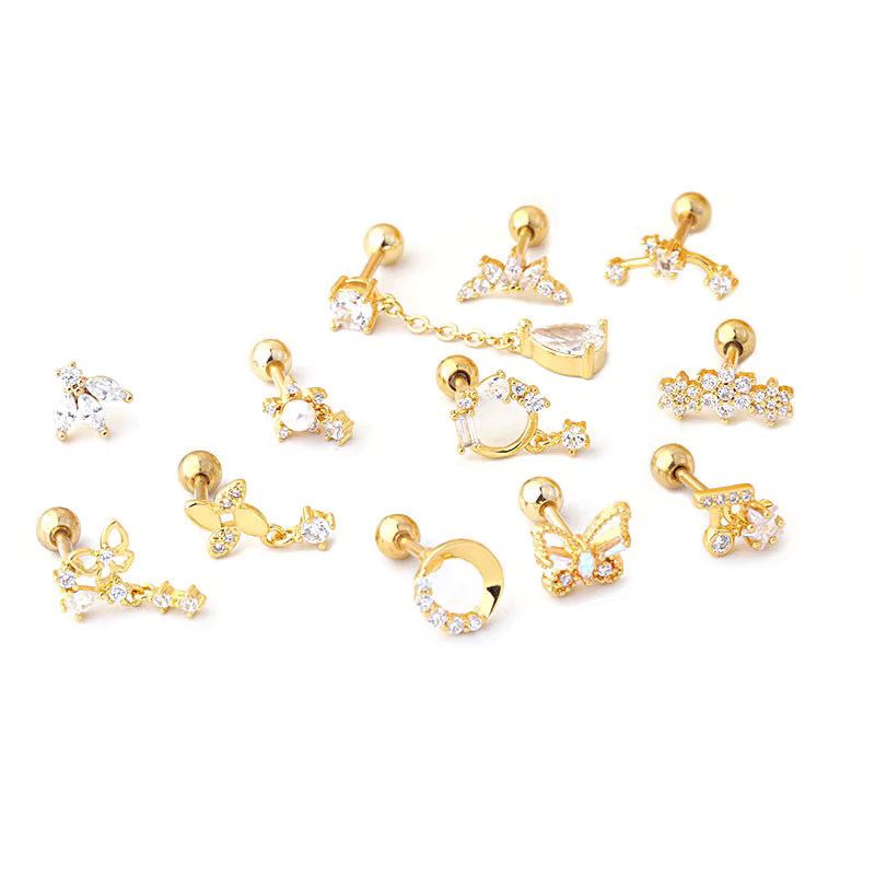 Ohrstecker mling, Edelstahl, Zirkonia, Gold, Unisex - Bild 2