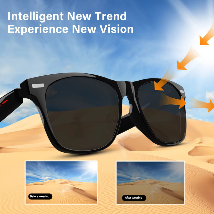 LAXASFIT Smart Musik Sonnenbrille mit Kamera und Bluetooth Kopfhörer für Damen und Herren in Schwarz und Transparent - Bild 2