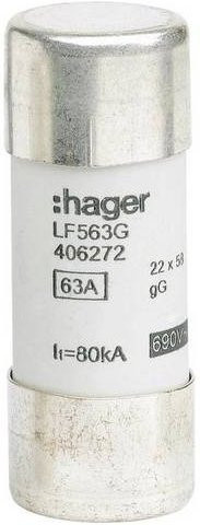 Hager LF563G Feinsicherung in Weiß, 10 Stück, Durchmesser: 22 mm, Länge: 58 mm - Bild 1
