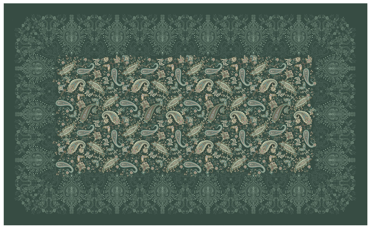 Bassetti Tischdecke Twill MONNALISA aus Baumwolle in Grün mit floralem Muster - Bild 1