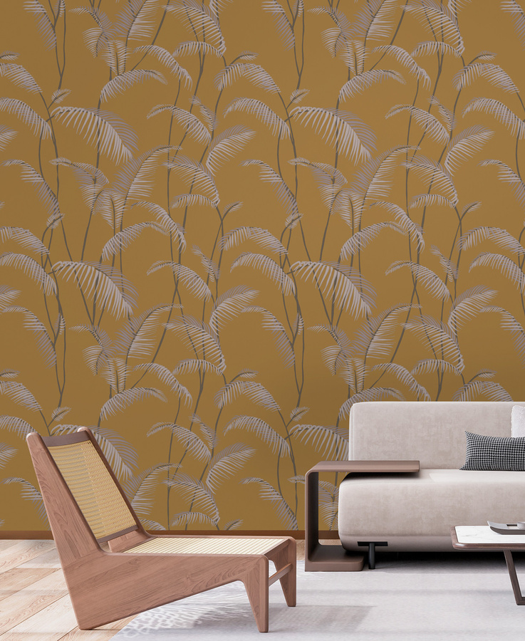 Tenue de Ville Wallpaper Majorelle Wandtapete in Ocker mit floralem Art-Deco-Design und botanischem Muster aus Vlies - Bild 1