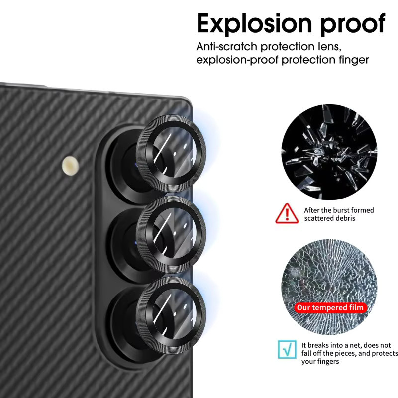 Samsung Galaxy Z Fold 7 Kamera Schutz Film aus gehärtetem Glas und Metalllegierung Ultra HD Objektiv Abdeckung - Bild 5
