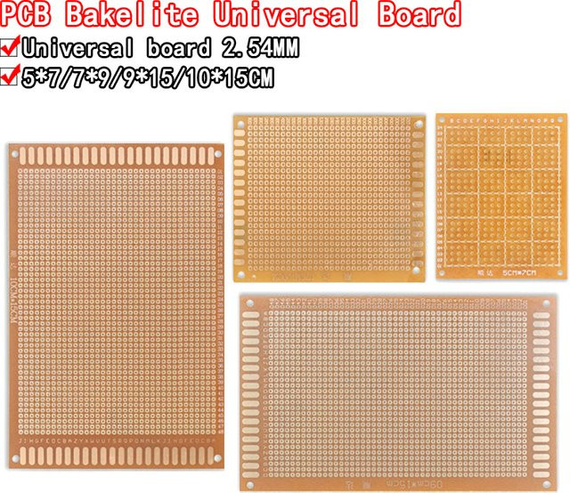 Si Tai&SH Einseitiges Universal PCB Prototyp Board aus Bakelit mit Kupferplatte, Farbe: Braun, B/T: 15 x 9 cm, 10 x 15 cm, 9 x 15 cm, 7 x 9 cm, 5 x 7 cm - Bild 1