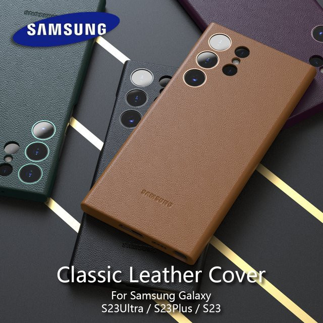 Leder-Handyhülle für Samsung Galaxy S23 Ultra, S23 FE und S23 Plus in Braun - Bild 1