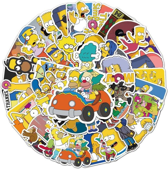 The Simpsons Aufkleber, Bunt / Mehrfarbig, 54-teiliges Set - Bild 1