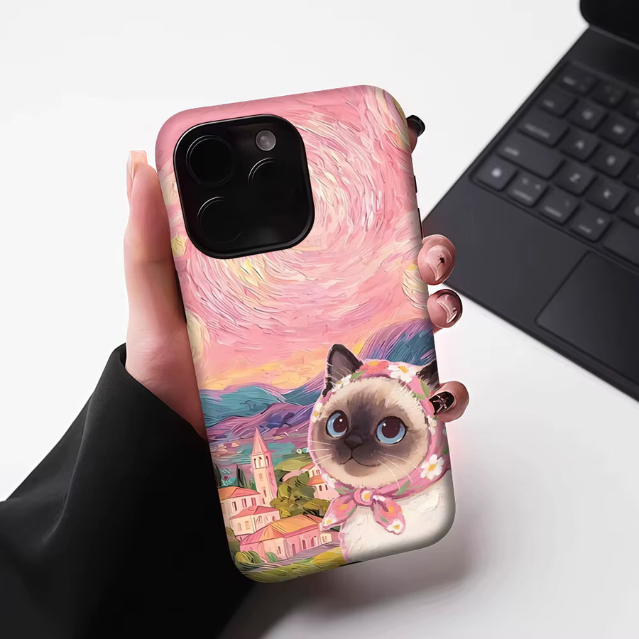 Potdemiel Robuste Handyhülle Sternennacht Siamesische Katze für iPhone 17 16 15 14 13 Pro Max Plus mit Magnetfunktion, Mehrfarbig - Bild 6