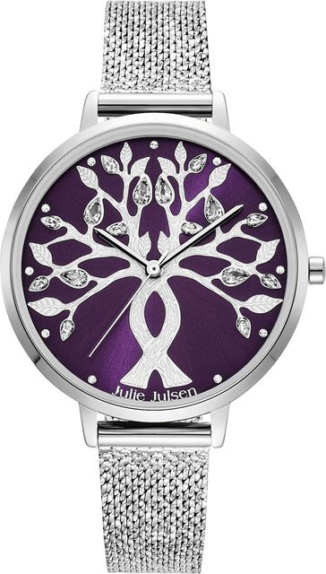 Julie Julsen Damenuhr Edelstahl, silberfarben, Tree of Love, silver purple - Bild 1