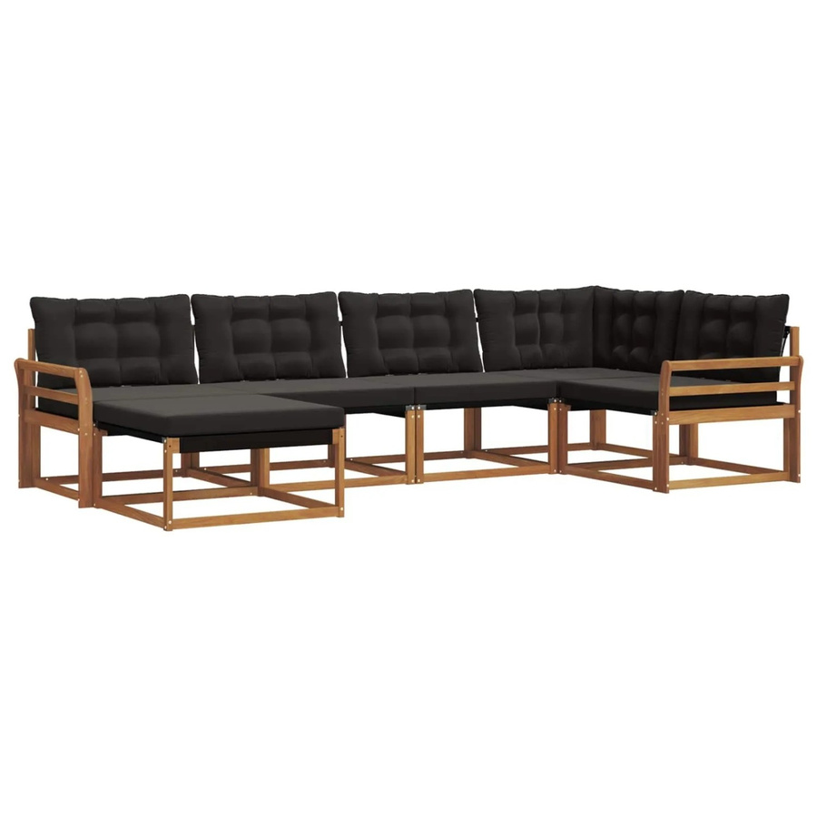 vidaXL Outdoor-Sofagarnitur 18-tlg. aus Akazienholz mit Kissen in Natur und Schwarz - Bild 2