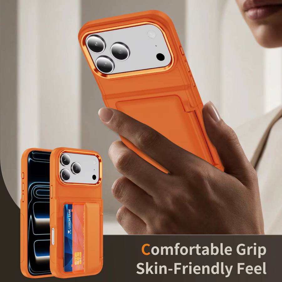 KELAPA Handyhülle mit Kartenfach und Brieftaschen-Funktion für iPhone 11 bis iPhone 17 Air, stoßfeste Klapphülle mit Halterung und harter Rückseite, erhältlich in Grün und Orange - Bild 6