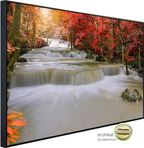 papermoon Infrarotheizung EcoHeat Wasserfall im Regenwald mit Matt-Effekt in Bunt, App-Steuerung und Überhitzungsschutz - Bild 1