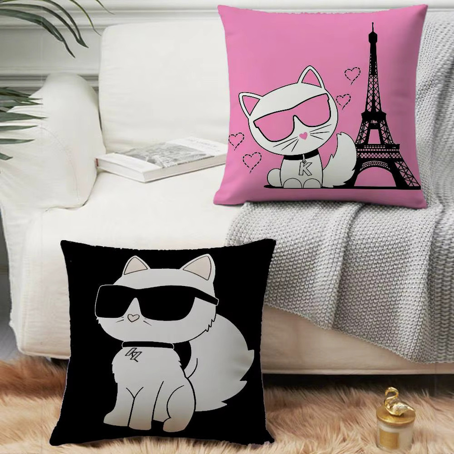 Quadratischer Katzen-Kissenbezug mit Sonnenbrille Motiv für Sofa und Heimdekoration, B/B/H: 30 x 30 x 30 cm - Bild 2