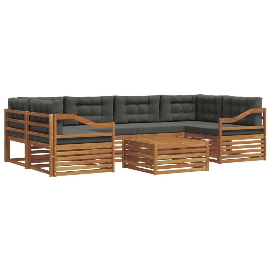vidaXL Outdoor-Sofagarnitur 8-teilig aus Akazienholz mit Kissen in Anthrazit und Natur - Bild 2