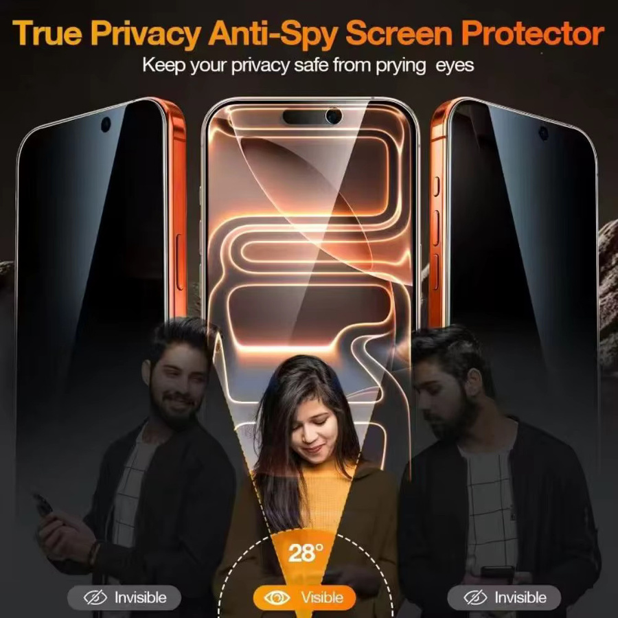 5er Pack Anti-Spionage Displayschutz aus gehärtetem Glas mit 9H Härte für iPhone 17 16 15 14 13 12 11 Pro Max Plus XR XS transparent - Bild 1