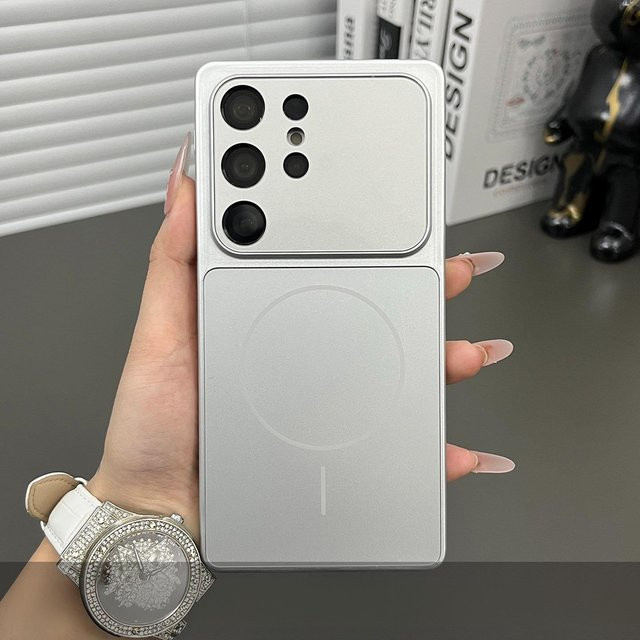 Samsung Galaxy S26 S2 Ultra S23 S24 Plus Schutzhülle mit Magnetfunktion und mattem Finish in Silber, stoßfeste ultra-dünne PC-Abdeckung - Bild 1