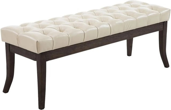 DELUKE Sitzbank CANNES Polsterbank im Chesterfield-Design aus Kunstleder, Farbe: Creme/Dunkelbraun, B/T/H: 120 x 38 x 46 cm