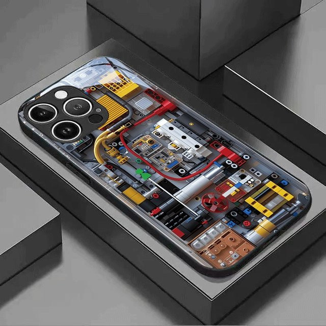 Handyhülle mit mechanischem Platine-Muster aus Glas für iPhone 11 bis iPhone 17 Pro Max, Multicolor - Bild 1