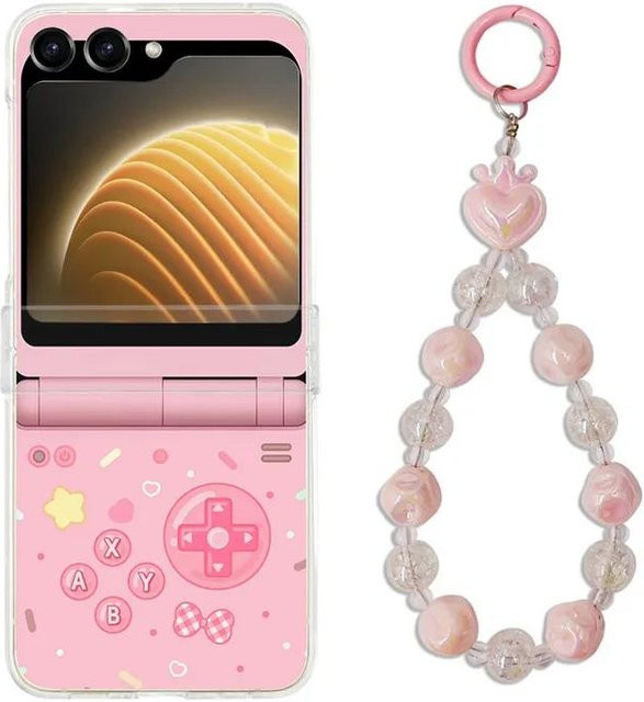 Niedrige Cartoon Handyhülle aus hartem Kristall-Kunststoff für Samsung Galaxy Z Flip 3, Z Flip 4 und Z Flip 5 in Pink Transparent - Bild 1