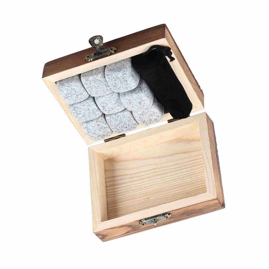 KaiSai Whisky und Wein Kühlsteine Set mit Holzbox in Grau und Weiß, 9 Stück - Bild 2