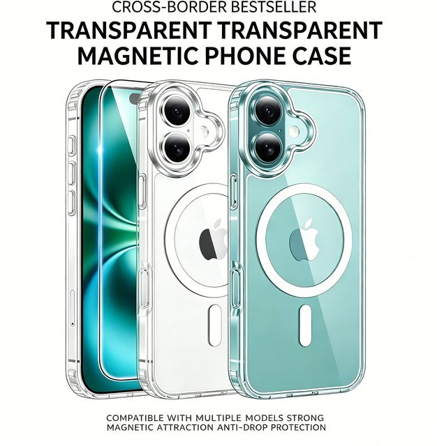VMMZHV Magnetische Transparente Silikonhülle für iPhone kompatibel mit iPhone 17 Air 16 15 14 13 Pro Max Plus 16E mit MagSafe - Bild 1