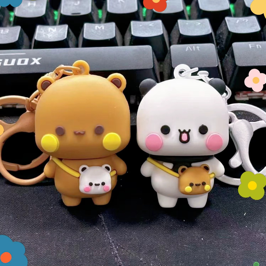 Schlüsselanhänger Panda Bubu und Yier, Cartoon-Bären-Puppe, Unisex - Bild 6