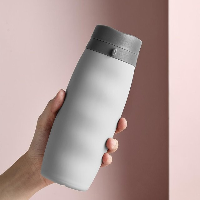 Tragbare Silikon-Faltwasserflasche für Outdoor und Reisen von Love Home Garden, Grau, 600ml - Bild 1