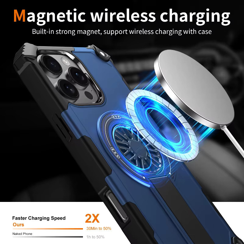 RUWANHU MagSafe Magnetische Falten Handyhülle für iPhone 17 16 15 14 13 12 11 Pro Max in Orange - Bild 2
