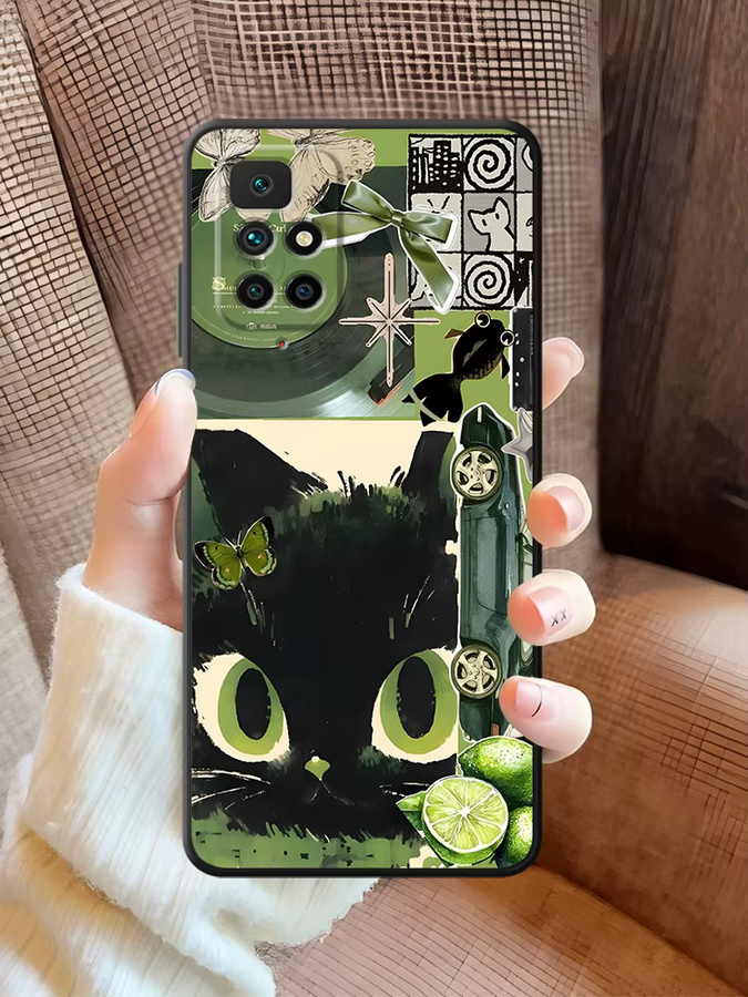 Weiche Handyhülle für Xiaomi Redmi Note Serie mit Gitarre und Katze Motiv, Mehrfarbig - Bild 4