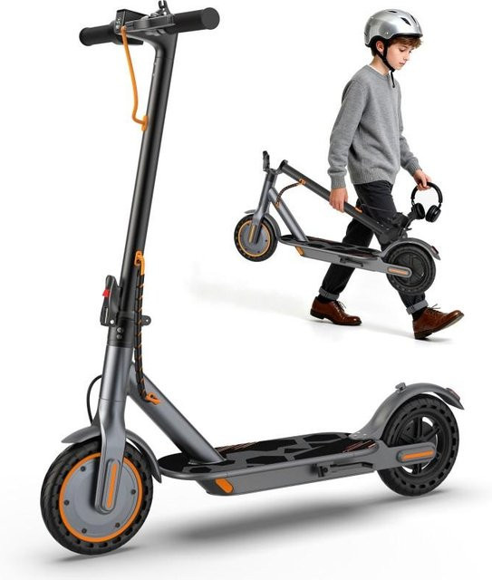 AOVOPRO Kinder Elektroroller Grau mit 350W Motor, 8,5 Zoll Vollgummi-Reifen und App-Steuerung, faltbarer E-Scooter - Bild 1