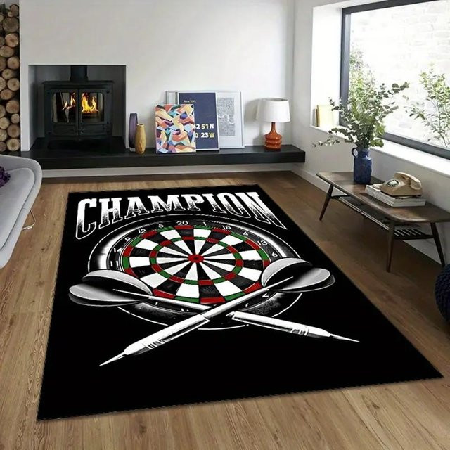 LjqOne Dartscheiben-Bereichsteppich mit Feuer-Wasser-Design, Mehrfarbig, B/T: 80 x 50 cm - Bild 1