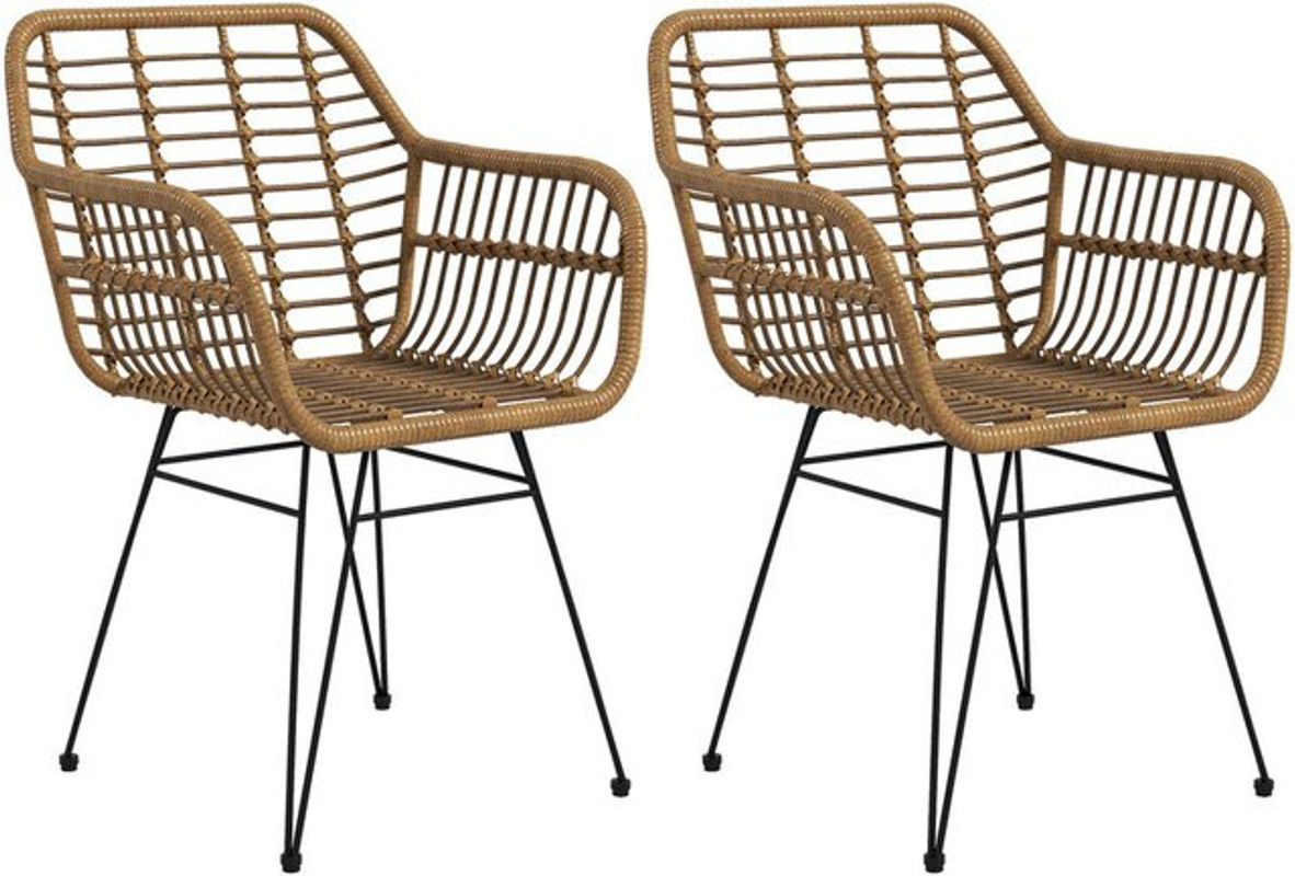 HOMCOM Esszimmerstühle 2er Set aus Polyrattan und Stahl in Braun mit Rückenlehne - Bild 2