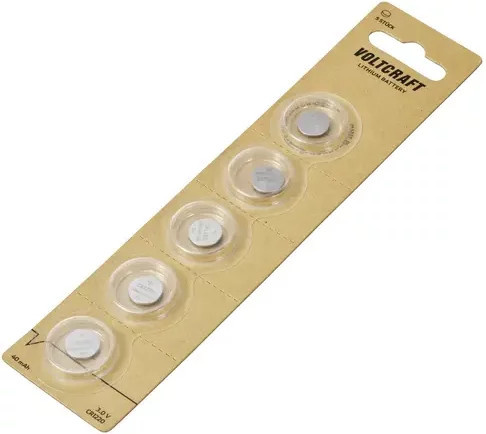 Voltcraft Knopfzelle CR1220 3V Silber 5 Stück 40 mAh Lithium - Bild 1
