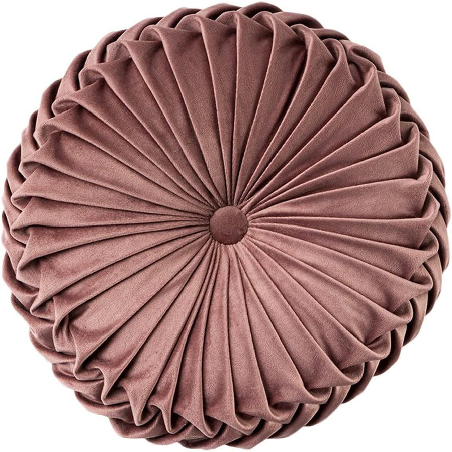 Yiran Dekokissen Kürbis-Design aus Samt in Pink, rund, Durchmesser: 38 cm - Bild 2