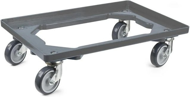 PROREGAL Transportroller für Euroboxen in Grau mit Gummirädern und offenem Deck, Traglast 300 kg - Bild 1