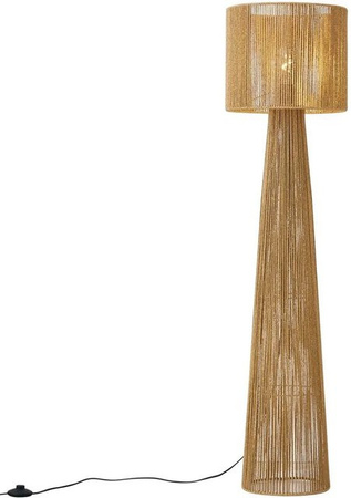QAZQA Japandi Stehleuchte Dart in Natur und Beige mit Rattan-Schirm im skandinavischen Design