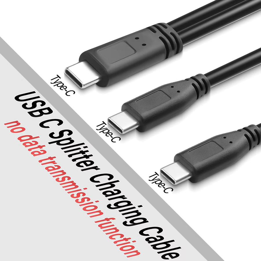 UpperFu 2er-Pack USB Typ C auf Dual USB Typ C 2 in 1 Splitter Y-Adapter zum Laden von Tablets, Schwarz - Bild 5