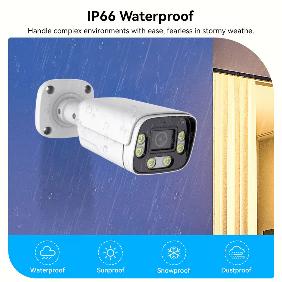 HAMROLTE 8MP 4K IP Outdoor Kamera mit ONVIF, Zwei-Wege-Audio und Farb-Nachtsicht in Weiß - Bild 2