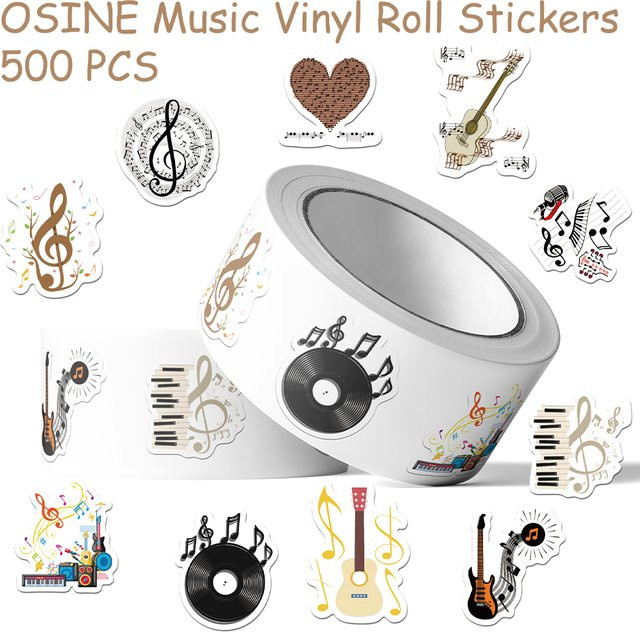 500 Stück OSINE Musik-Vinyl-Aufkleber in Multicolour für Laptop, Skateboard und Gitarre - Bild 1