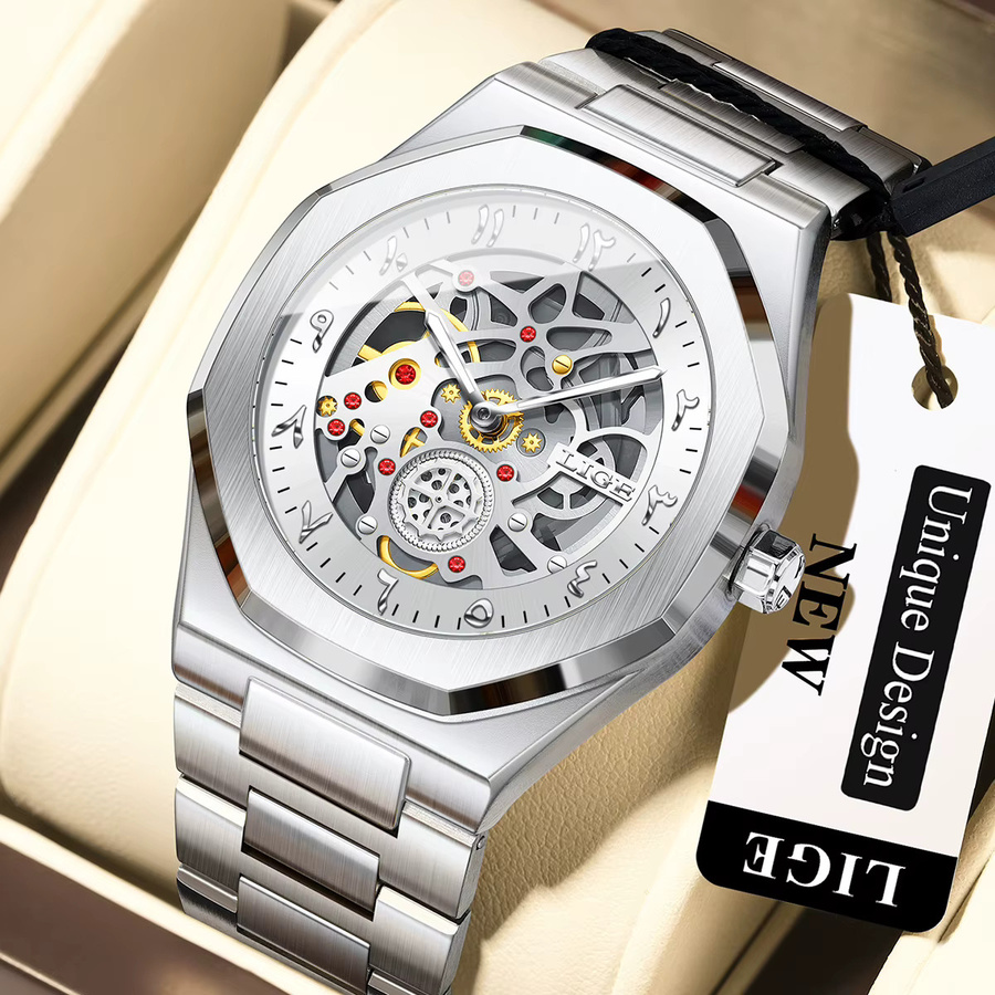 LIGE Armbanduhr, Quarz, Edelstahl, Silber, Herren - Bild 6