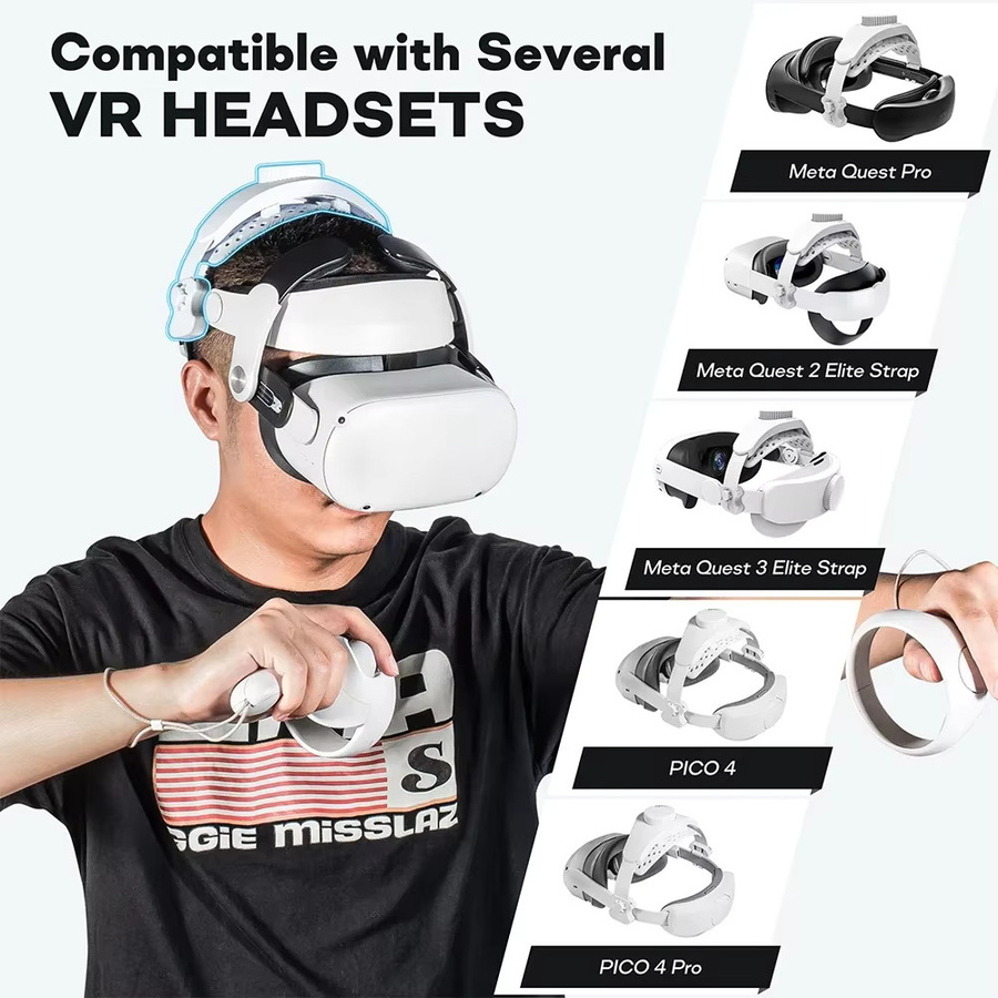 Tahnuhna Verstellbarer Kopfgurt für Meta Quest 3, Pro, Quest 2 und PICO 4 Pro VR-Headset Elite-Gurt in Weiß zur verbesserten Unterstützung und Balance für optimalen Komfort - Bild 1